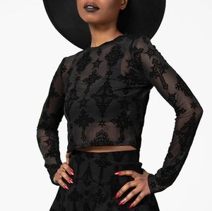 Steeple Mesh Long Sleeve Top